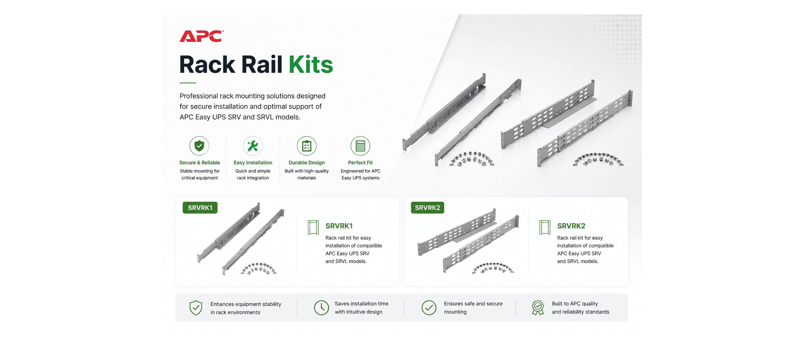APC Easy UPS Rail Kits for SRV and SRVL Rackmount Series